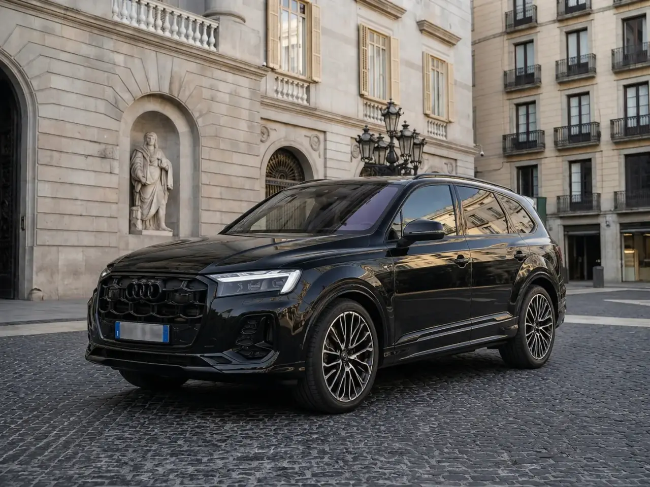 Audi Q7 50 TDI S-Line Edition 2025, profil latéral — Geneva Luxury Car Rental, Genève. Audi Q7 50 TDI S-Line Edition à Genève L'Audi Q7 50 TDI S-Line Edition 2025 fait partie…