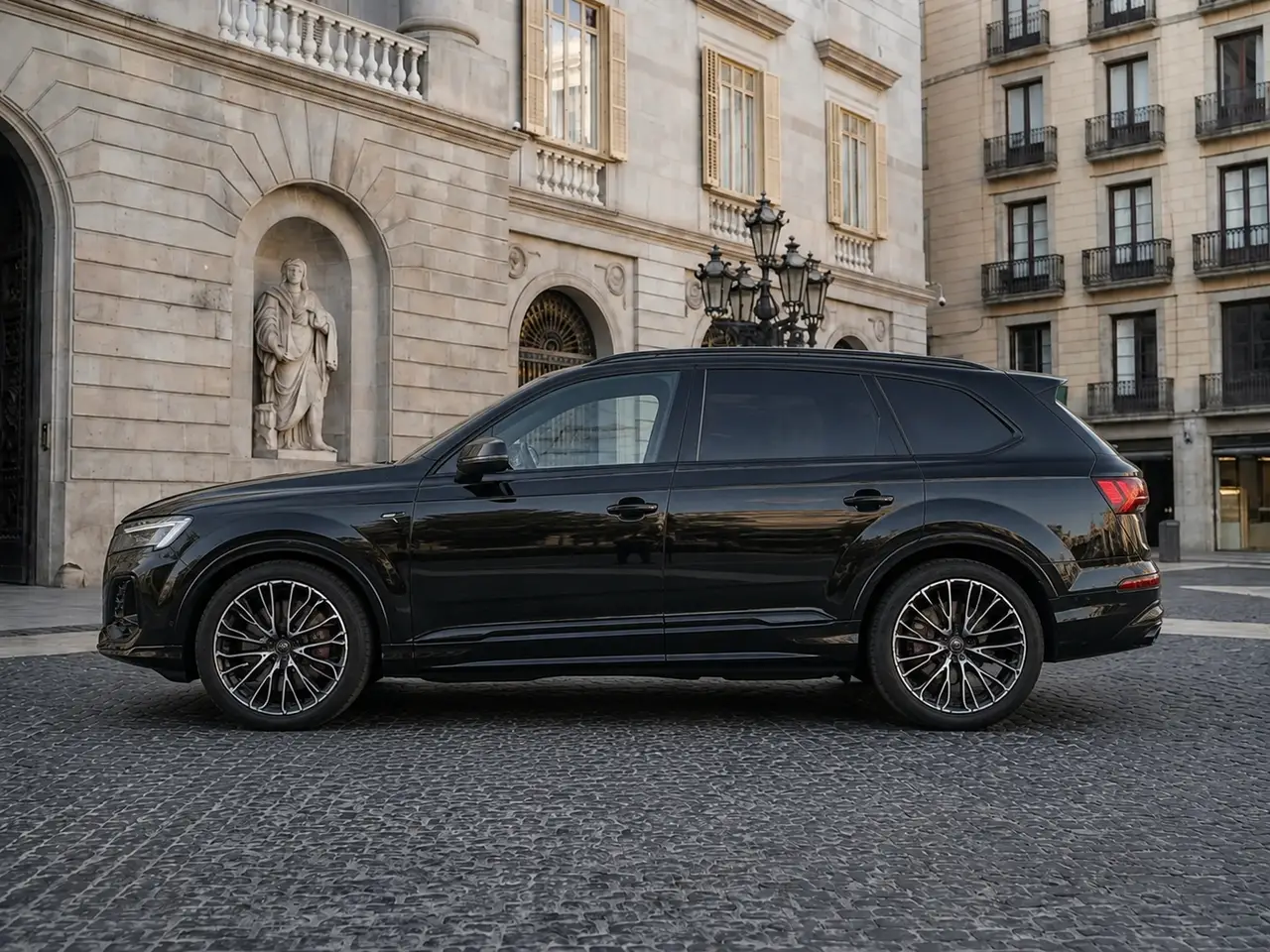 Audi Q7 50 TDI S-Line Edition 2025, intérieur — Geneva Luxury Car Rental, Genève. Audi Q7 50 TDI S-Line Edition à Genève L'Audi Q7 50 TDI S-Line Edition 2025 fait partie…