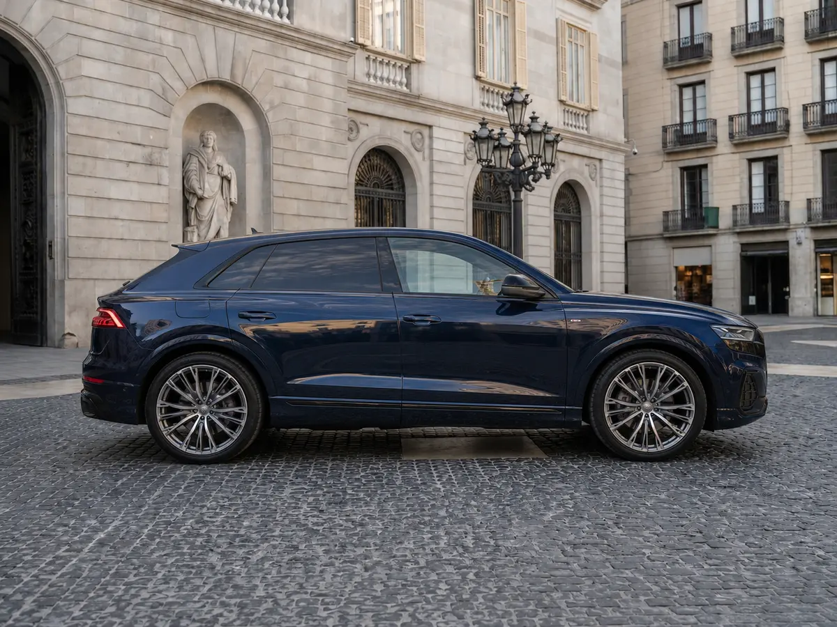 Audi Q8 55 TFSI 2022, vue avant — Geneva Luxury Car Rental, Genève. Audi Q8 55 TFSI à Genève L'Audi Q8 55 TFSI 2022 est proposée à la location à Genève : un…