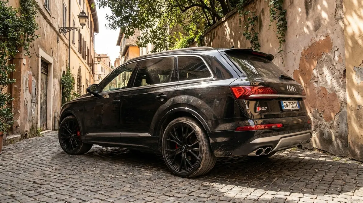 Audi SQ7 7seater 2023, vue avant — Geneva Luxury Car Rental, Genève. Audi SQ7 7seater à Genève L'Audi SQ7 7seater 2023 est proposée à la location à Genève…