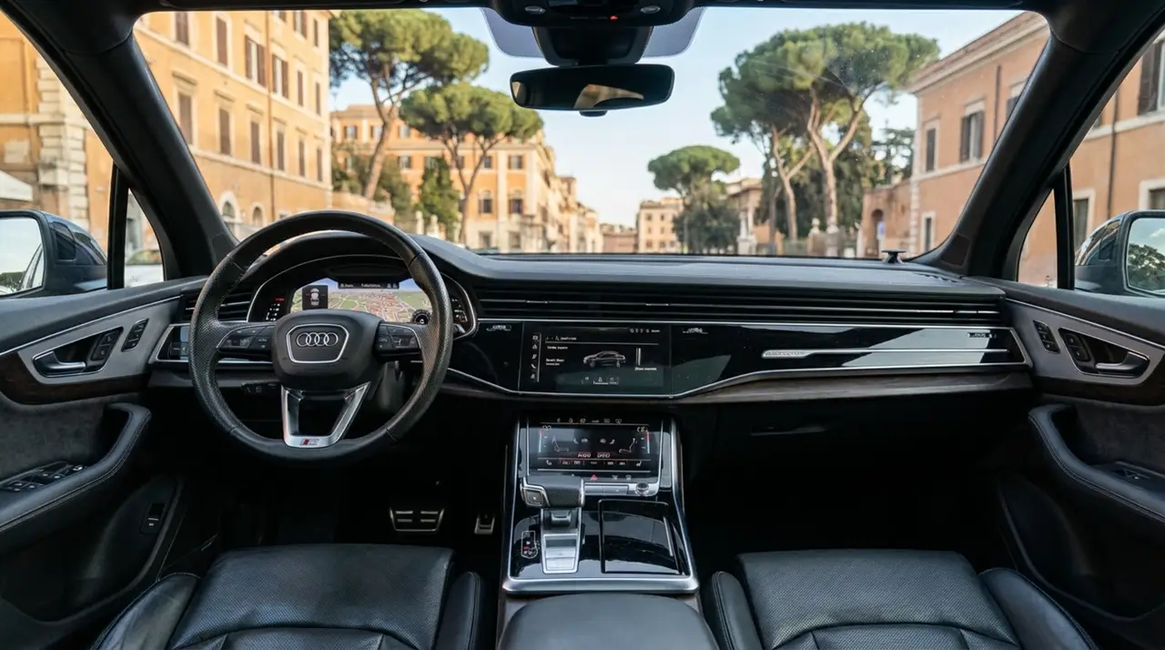 Audi SQ7 7seater 2023, vue arrière — Geneva Luxury Car Rental, Genève. Audi SQ7 7seater à Genève L'Audi SQ7 7seater 2023 est proposée à la location à Genève…
