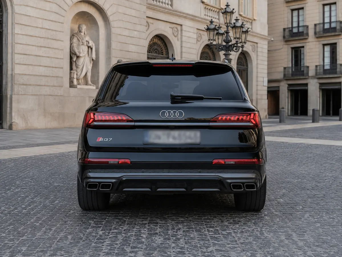 Audi SQ7 7seater 2023, vue arrière — Geneva Luxury Car Rental, Genève. Audi SQ7 7seater à Genève L'Audi SQ7 7seater 2023 est proposée à la location à Genève…