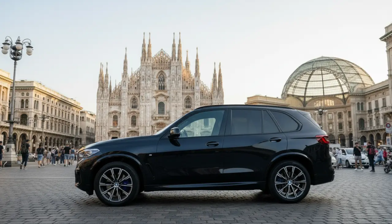 BMW X5 4.0i M 2025, vue arrière — Geneva Luxury Car Rental, Genève. BMW X5 4.0i M à Genève Le BMW X5 4.0i M 2025 est proposé à la location à Genève au sein…
