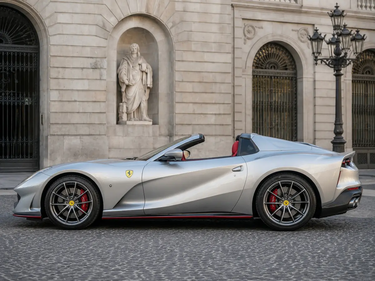 Ferrari 812 GTS 2024, extérieur — Geneva Luxury Car Rental, Genève. Ferrari 812 GTS à Genève Le Ferrari 812 GTS 2024 fait partie des modèles disponibles à la…