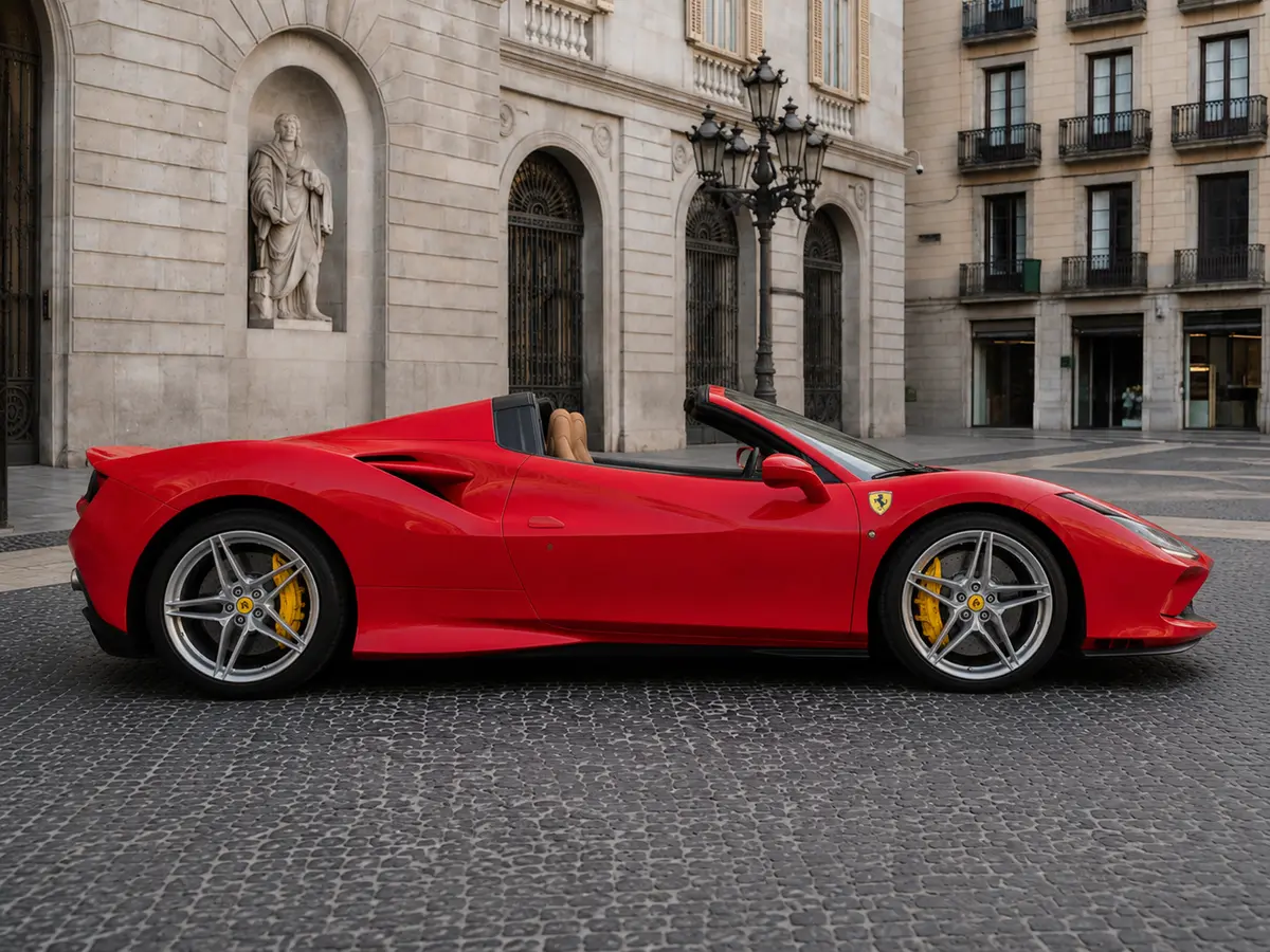 Ferrari F8 Tributo Spider Red 2023, vue avant — Geneva Luxury Car Rental, Genève. Ferrari F8 Tributo Spider Red à Genève La Ferrari F8 Tributo Spider Red 2023 est proposée…