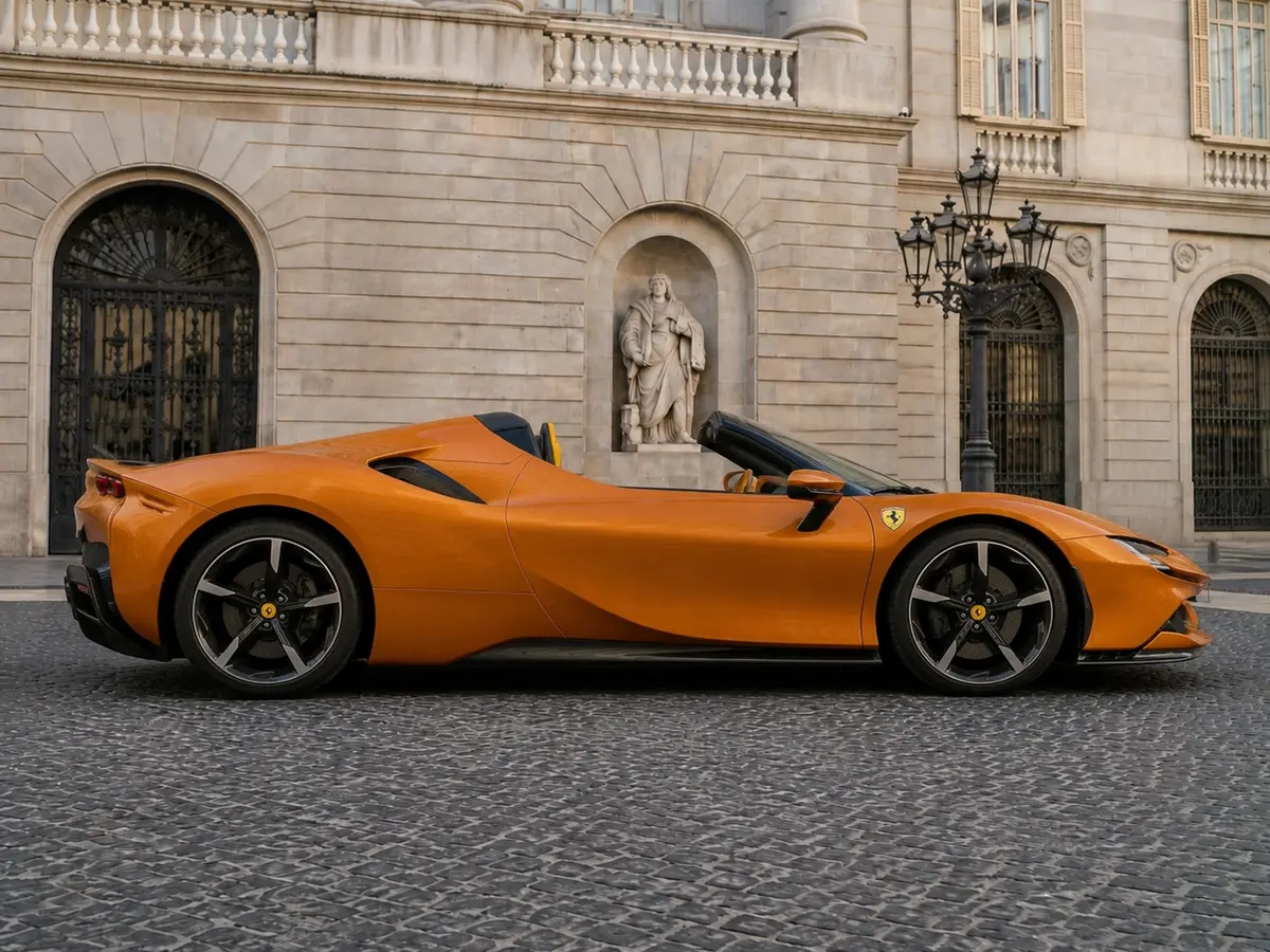 Ferrari SF90 Spider Tailor Made 2025, vue avant — Geneva Luxury Car Rental, Genève. Ferrari SF90 Spider Tailor Made à Genève La Ferrari SF90 Spider Tailor Made 2025 est…