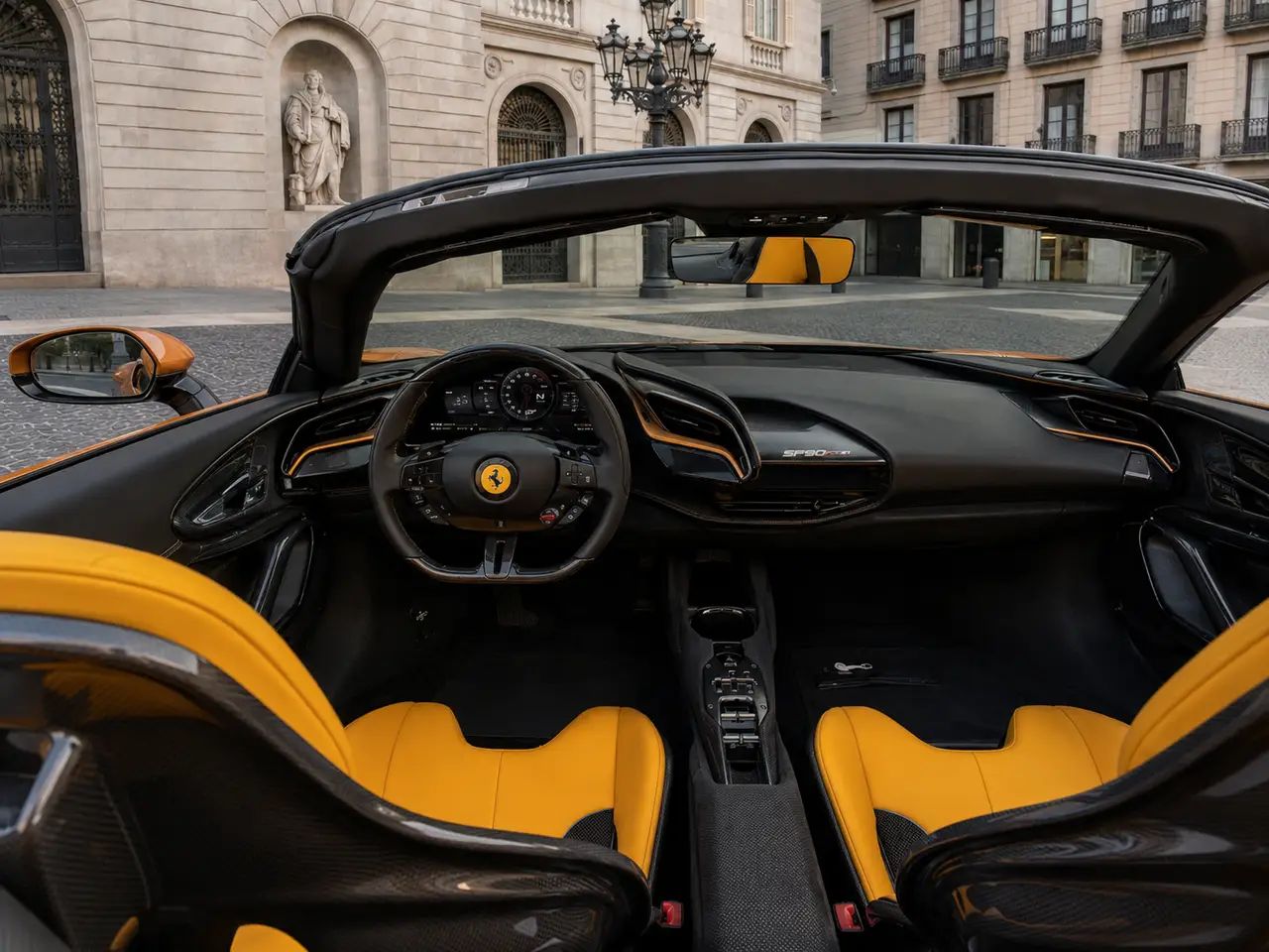 Ferrari SF90 Spider Tailor Made 2025, intérieur — Geneva Luxury Car Rental, Genève. Ferrari SF90 Spider Tailor Made à Genève La Ferrari SF90 Spider Tailor Made 2025 est…