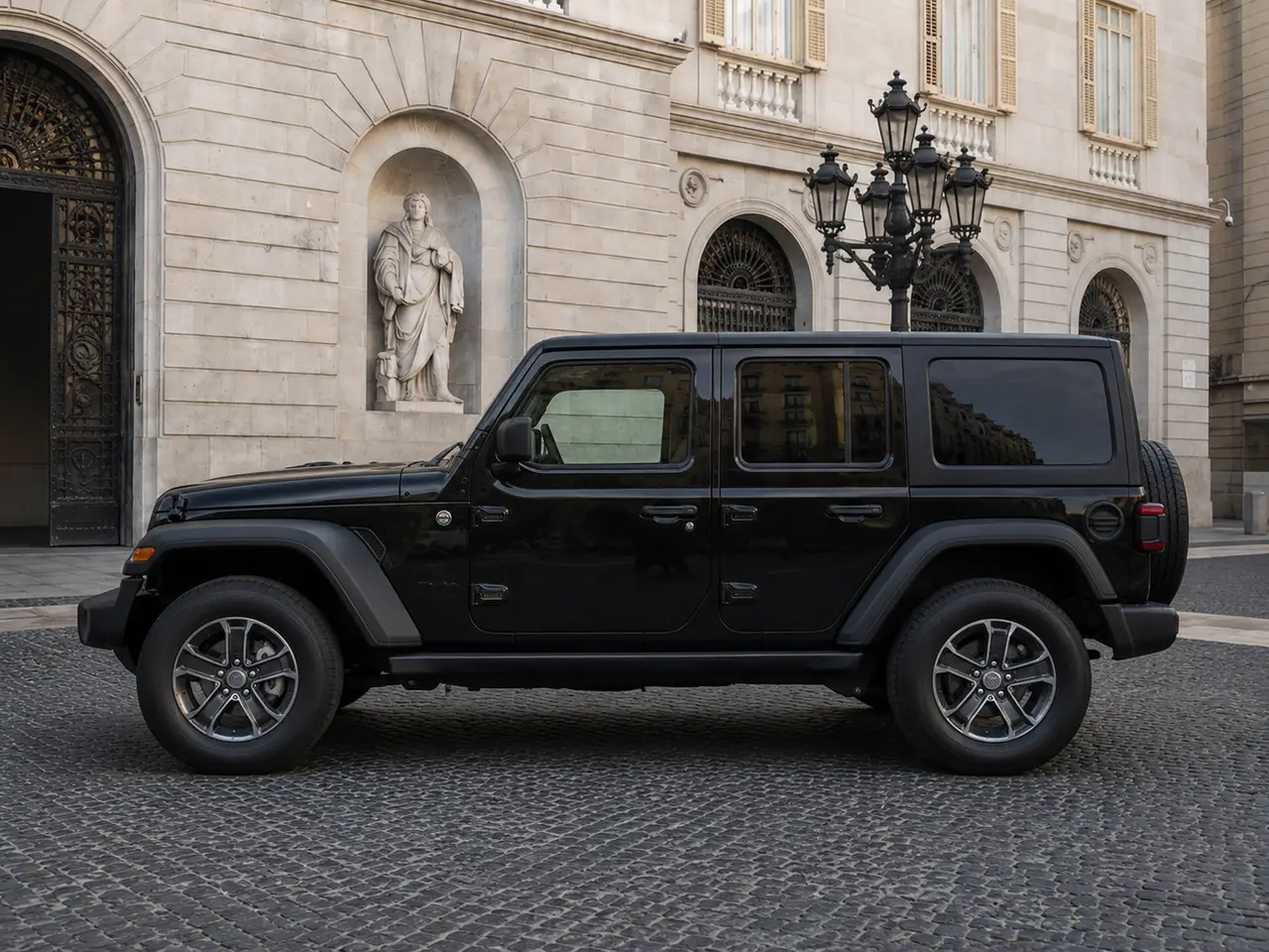 Jeep Wrangler 2025, extérieur — Geneva Luxury Car Rental, Genève. Jeep Wrangler à Genève Le Jeep Wrangler 2025 est proposé à la location à Genève, en…