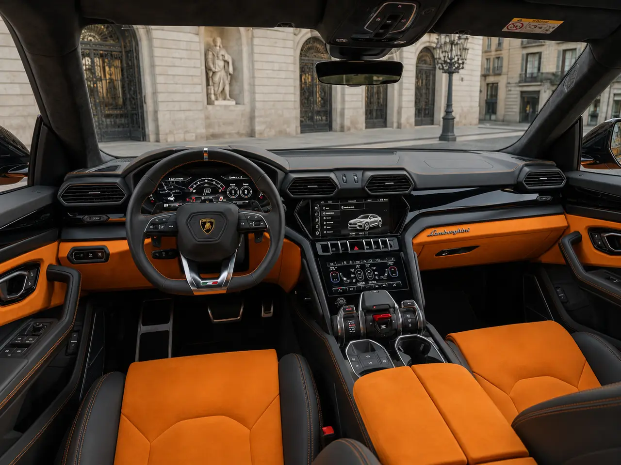 Lamborghini Urus S 2024, intérieur — Geneva Luxury Car Rental, Genève. Lamborghini Urus S à Genève La Lamborghini Urus S 2024 est disponible à la location à…