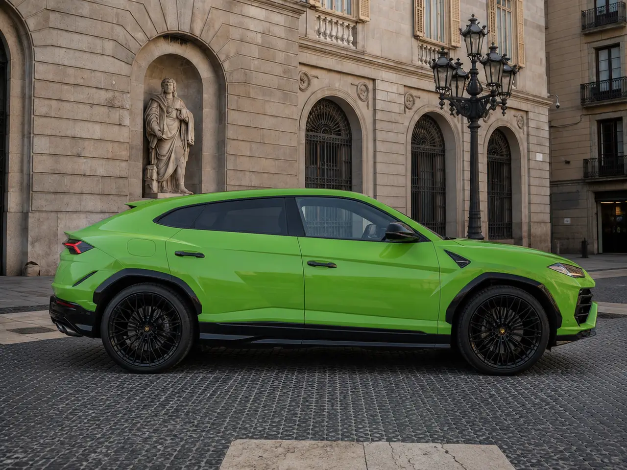 Lamborghini Urus SE 2026, vue avant — Geneva Luxury Car Rental, Genève. Lamborghini Urus SE à Genève Le Lamborghini Urus SE 2026 est proposé à la location à…