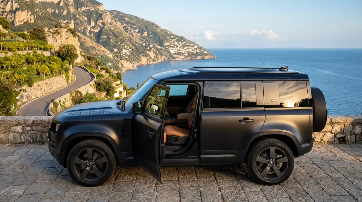 Land Rover Defender 2024, intérieur — Geneva Luxury Car Rental, Genève. Land Rover Defender à Genève Le Land Rover Defender 2024 fait partie des SUV proposés à…
