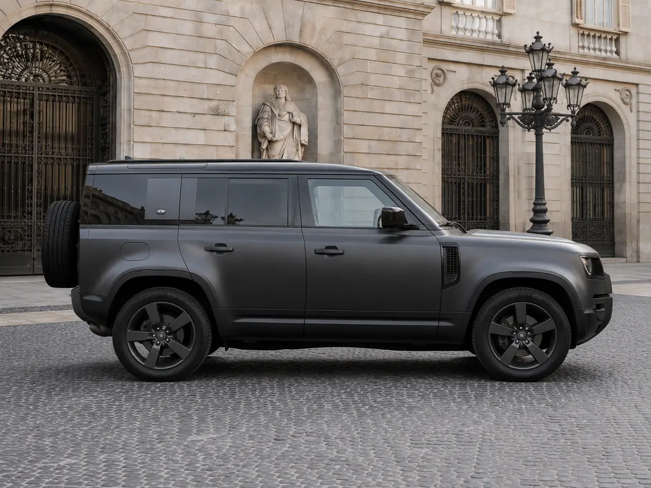 Land Rover Defender 2024, vue avant — Geneva Luxury Car Rental, Genève. Land Rover Defender à Genève Le Land Rover Defender 2024 fait partie des SUV proposés à…