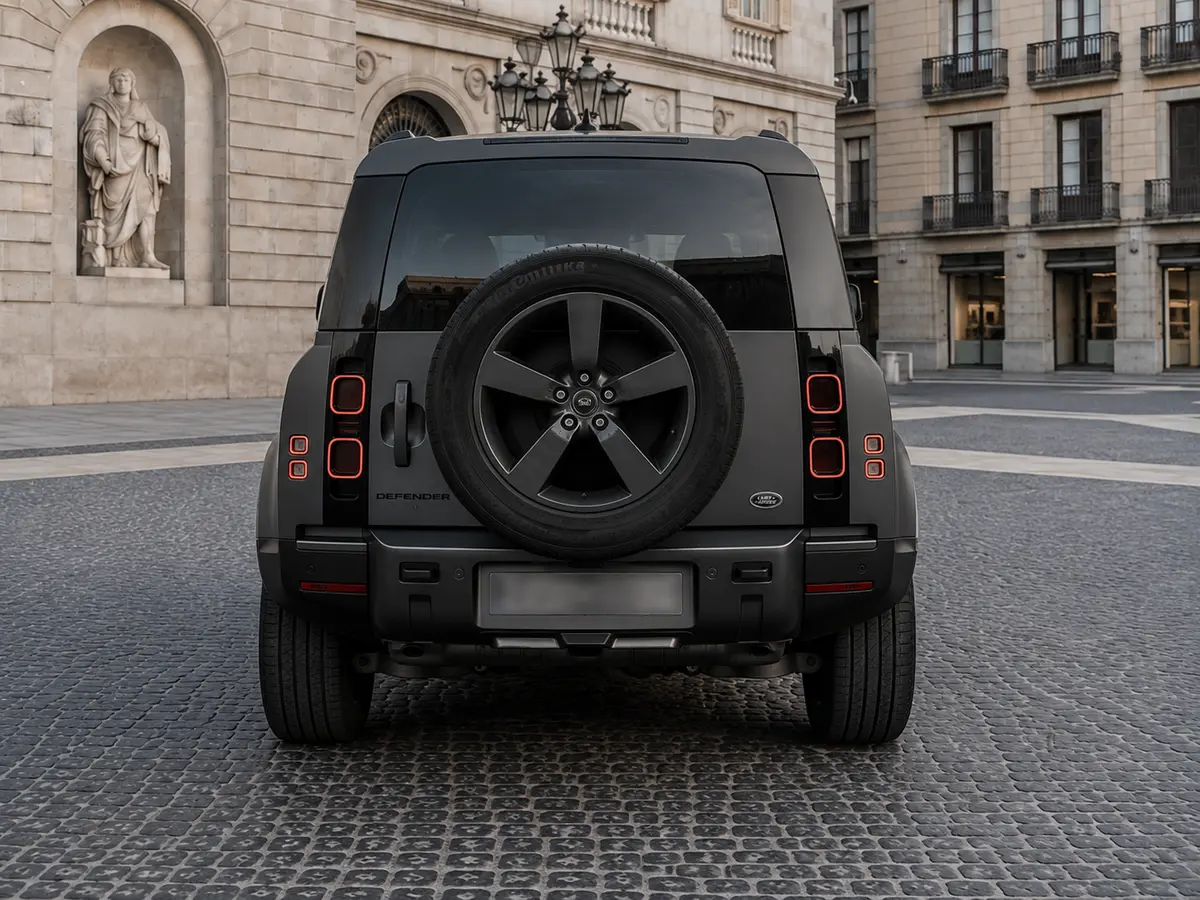 Land Rover Defender 2024, vue arrière — Geneva Luxury Car Rental, Genève. Land Rover Defender à Genève Le Land Rover Defender 2024 fait partie des SUV proposés à…