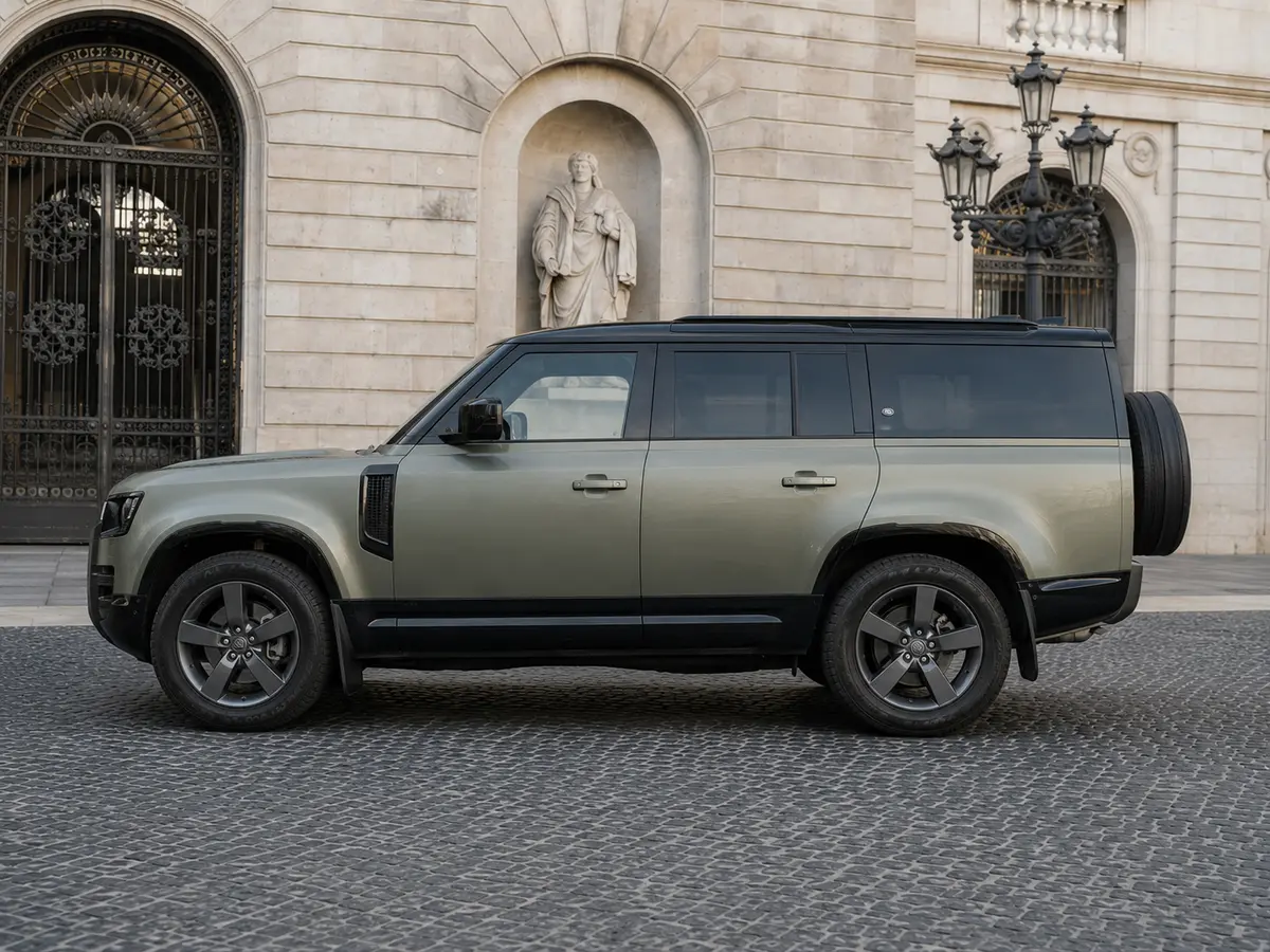 Land Rover Defender X-Dynamic 7 seater 2024, extérieur — Geneva Luxury Car Rental, Genève. Land Rover Defender X-Dynamic 7 seater à Genève Le Land Rover Defender X-Dynamic 7 seater…