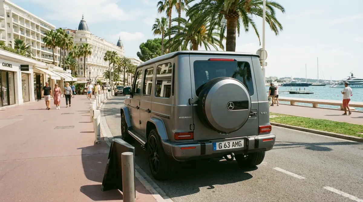 Mercedes Benz G63 2023, vue avant — Geneva Luxury Car Rental, Genève. Mercedes Benz G63 à Genève Le Mercedes Benz G63 2023 est disponible à la location à…