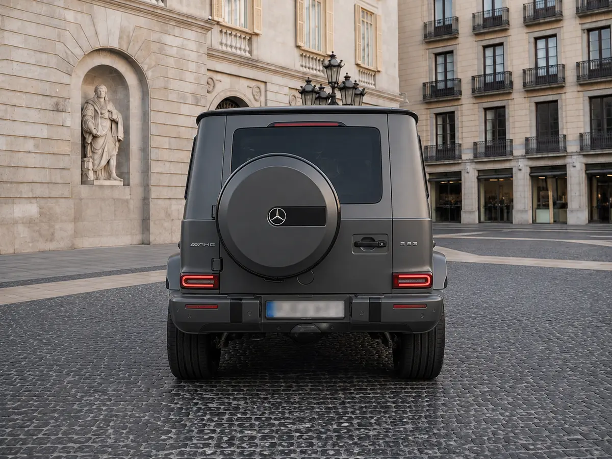 Mercedes Benz G63 2023, vue avant — Geneva Luxury Car Rental, Genève. Mercedes Benz G63 à Genève Le Mercedes Benz G63 2023 est disponible à la location à…