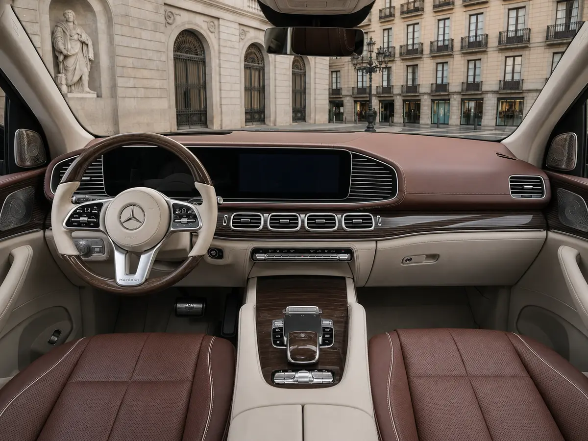 Mercedes Benz GLS Maybach 2022, intérieur — Geneva Luxury Car Rental, Genève. Mercedes Benz GLS Maybach à Genève La Mercedes Benz GLS Maybach 2022 figure parmi les…