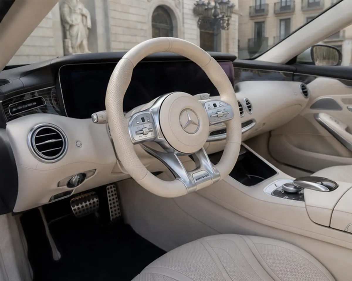 Mercedes Benz S560 Cabrio 2021, intérieur — Geneva Luxury Car Rental, Genève. Mercedes Benz S560 Cabrio à Genève La Mercedes Benz S560 Cabrio 2021 est disponible à la…