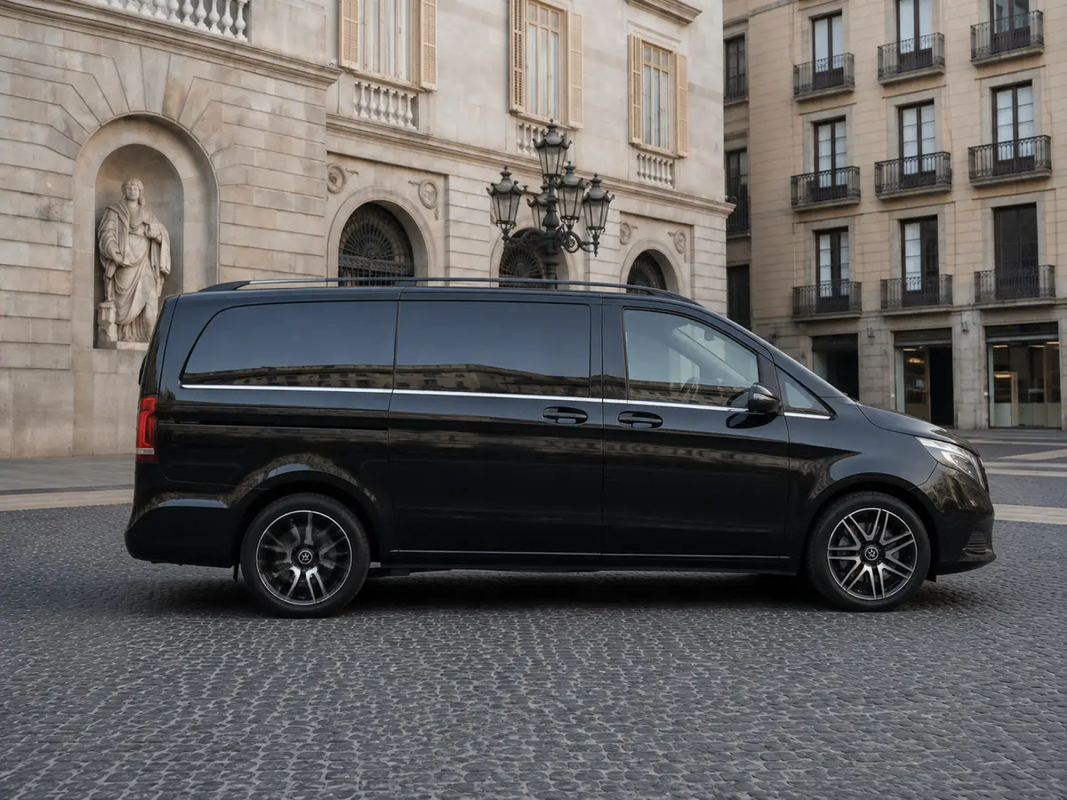 Mercedes Benz V300 8 seats 2025, vue avant — Geneva Luxury Car Rental, Genève. Mercedes Benz V300 8 seats à Genève Le Mercedes Benz V300 8 seats 2025 est proposé à la…