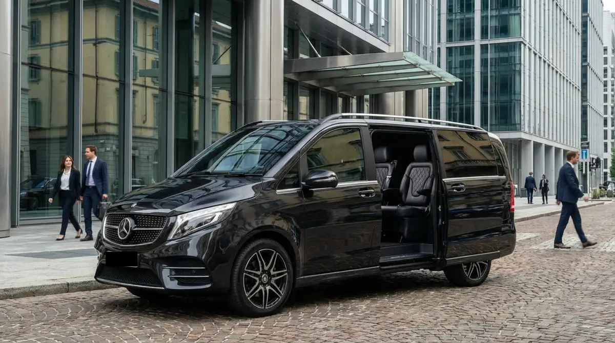 Mercedes V Class 2026, intérieur — Geneva Luxury Car Rental, Genève. Mercedes Benz V Class à Genève Le Mercedes Benz V Class 2026 est proposé à la location à…