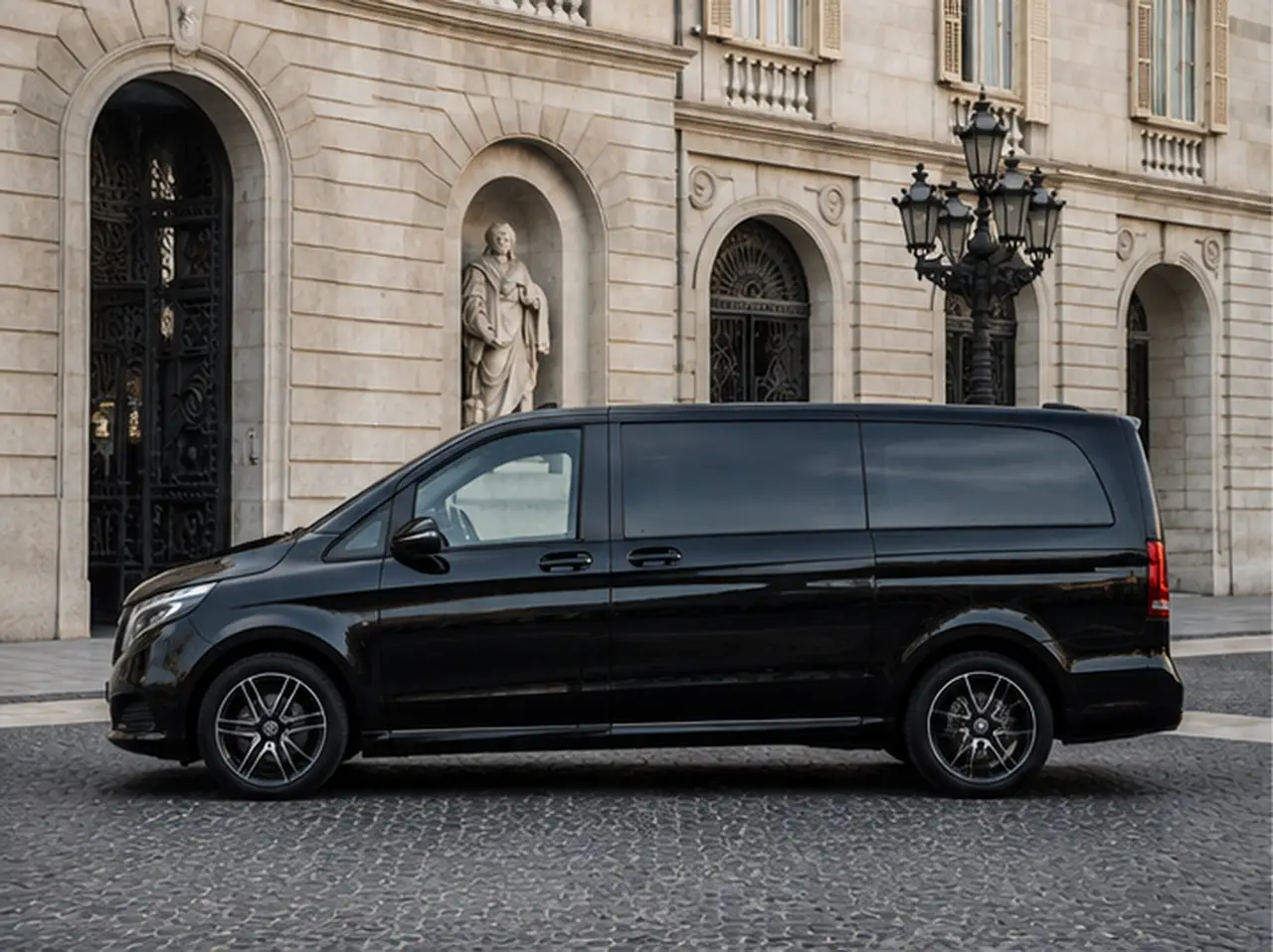 Mercedes V Class 2026, extérieur — Geneva Luxury Car Rental, Genève. Mercedes Benz V Class à Genève Le Mercedes Benz V Class 2026 est proposé à la location à…