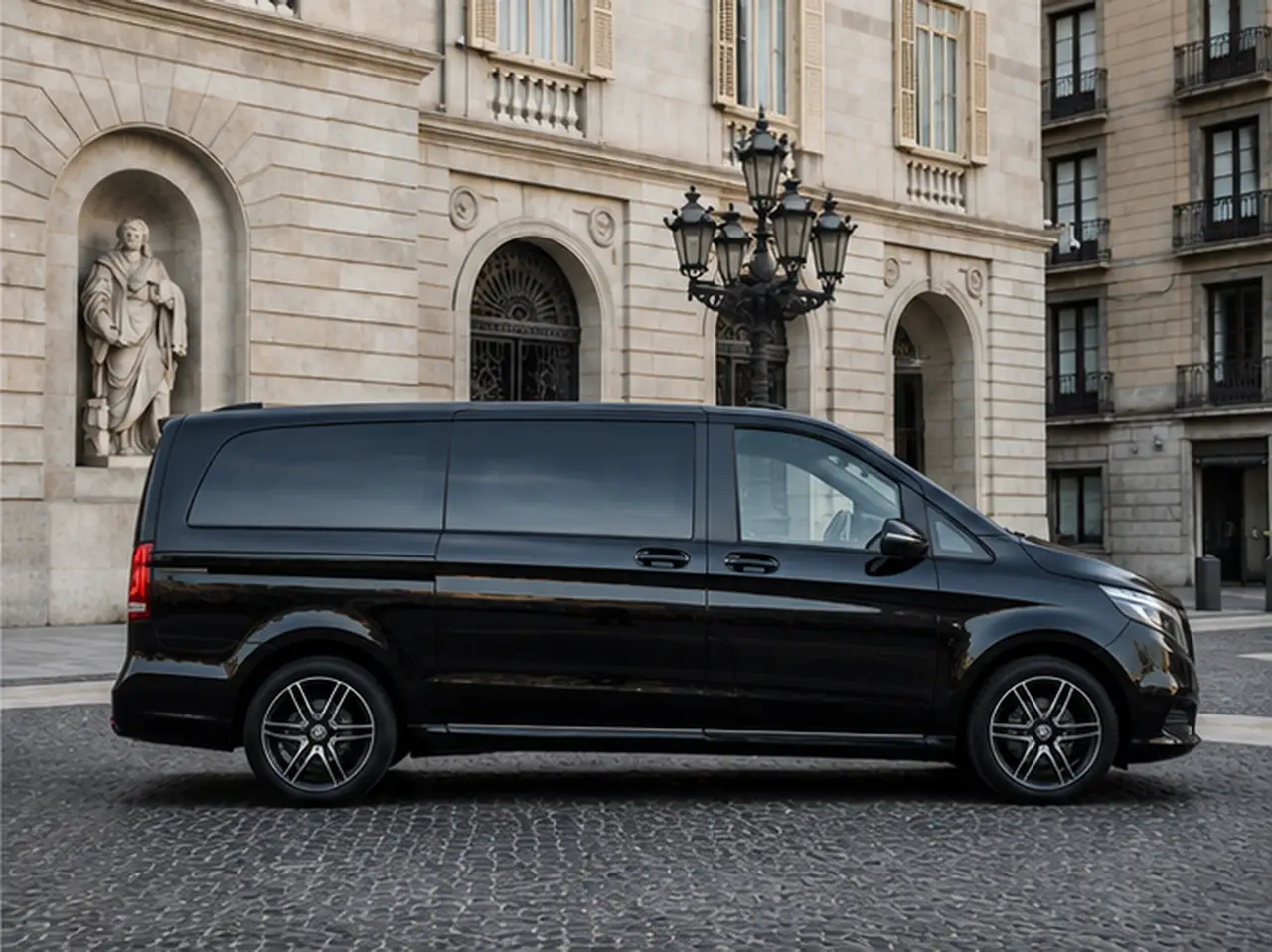 Mercedes V Class 2026, vue avant — Geneva Luxury Car Rental, Genève. Mercedes Benz V Class à Genève Le Mercedes Benz V Class 2026 est proposé à la location à…