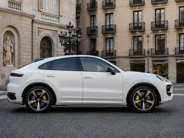 Porsche Cayenne Turbo E-Hybrid Coupé GT 2026, vue avant — Geneva Luxury Car Rental, Genève. Porsche Cayenne Turbo E-Hybrid Coupé GT à Genève Le Porsche Cayenne Turbo E-Hybrid Coupé…
