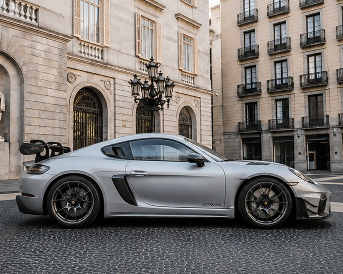 Porsche GT4 RS 2024, vue avant — Geneva Luxury Car Rental, Genève. Porsche GT4 RS à Genève La Porsche GT4 RS 2024 fait partie des modèles disponibles à la…