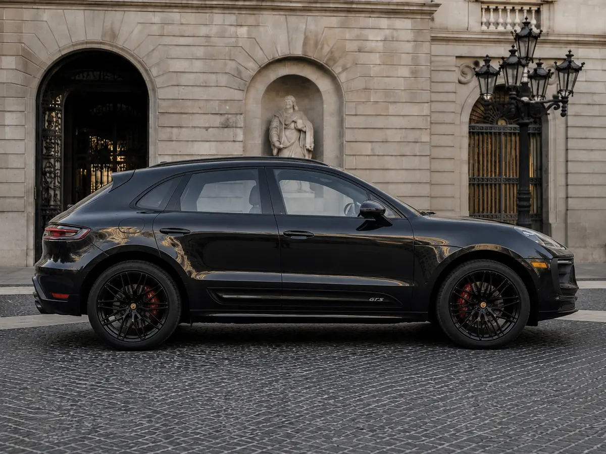 Porsche Macan GTS 2024, vue avant — Geneva Luxury Car Rental, Genève. Porsche Macan GTS à Genève La Porsche Macan GTS 2024 est disponible à la location à…